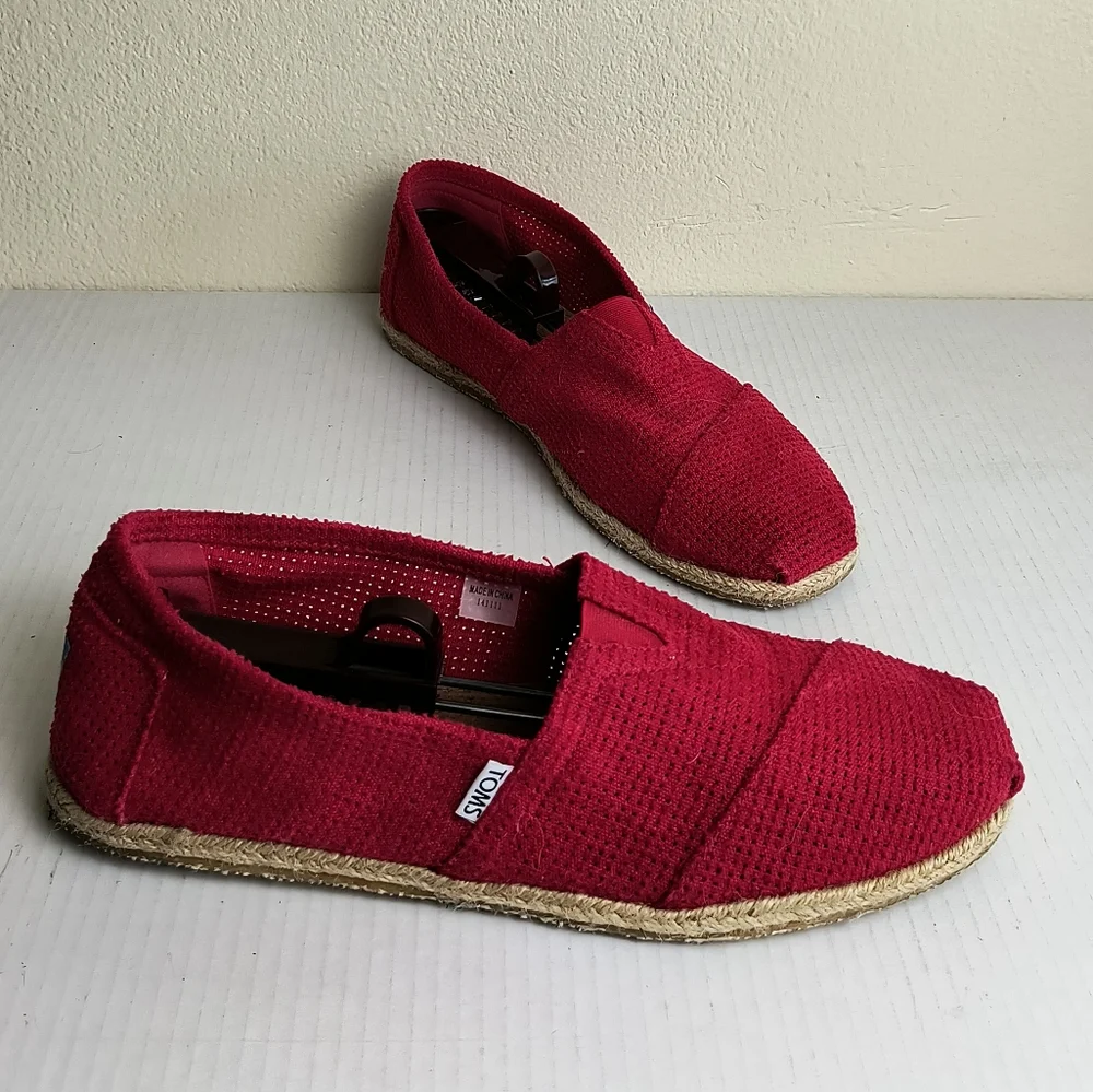 Toms Men's 12 Red Loafers & Slip-Ons  Classic Canvas Espadrille